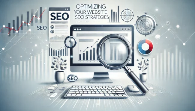 DALL·E 2024-10-24 14.09.13 – A wide-angle featured image for a blog post titled ‘Optimizing Your Website with SEO Strategies.’ The image should convey the concept of SEO and websi