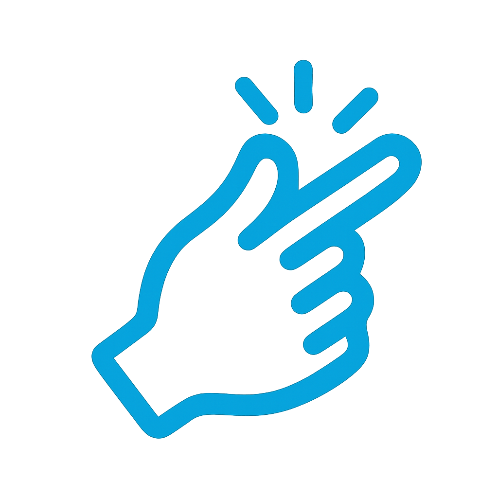 Blue fingers snapping icon.